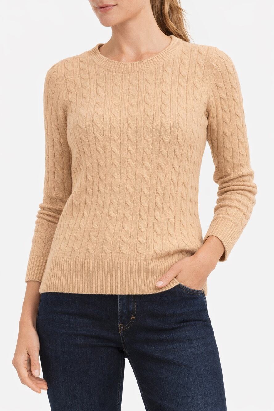 Gap Cable Knit Sweater Women Medium Angora Blend Tan EUC